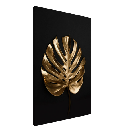 Gold & Black Botanical Leaf Wall Art Set – Premium Stretched Canvas Prints - Design Option 5 - 50x75 cm / 20x30″ - 