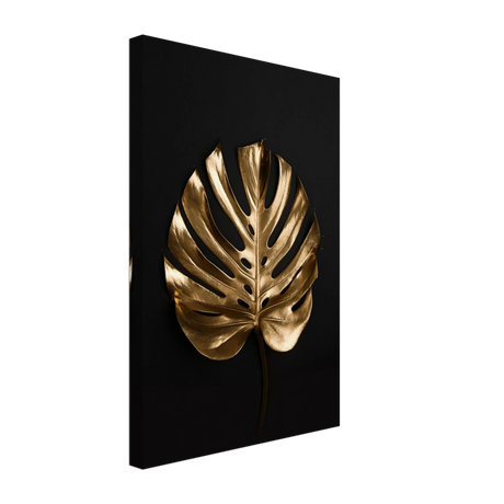 Gold & Black Botanical Leaf Wall Art Set – Premium Stretched Canvas Prints - Design Option 5 - 30x45 cm / 12x18″ - 