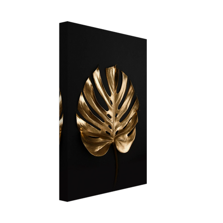 Gold & Black Botanical Leaf Wall Art Set – Premium Stretched Canvas Prints - Design Option 5 - 20x30 cm / 8x12″ - 