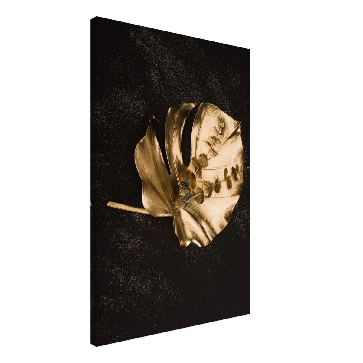 Gold & Black Botanical Leaf Wall Art Set – Premium Stretched Canvas Prints - Design Option 4 - 50x75 cm / 20x30″ - 