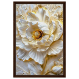 Golden Blossom – A Luxurious Floral Masterpiece | Floral Wall art Print - Framed Canvas - 50x75 cm / 20x30″ - Dark wood frame