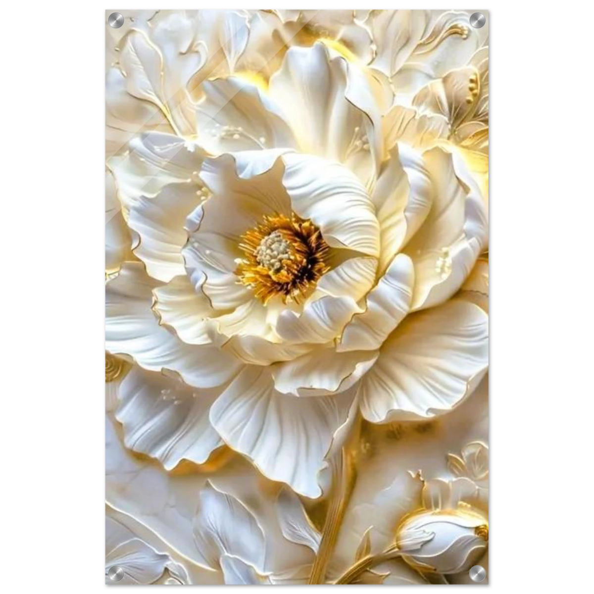 Golden Blossom – A Luxurious Floral Masterpiece | Floral Wall art Print - Acrylic Print - 50x75 cm / 20x30″ - 