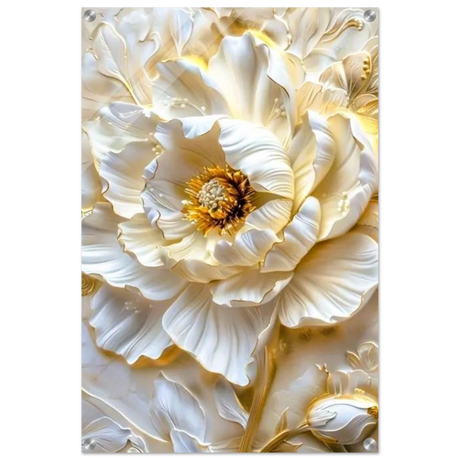 Golden Blossom – A Luxurious Floral Masterpiece | Floral Wall art Print - Acrylic Print - 50x75 cm / 20x30″ - 