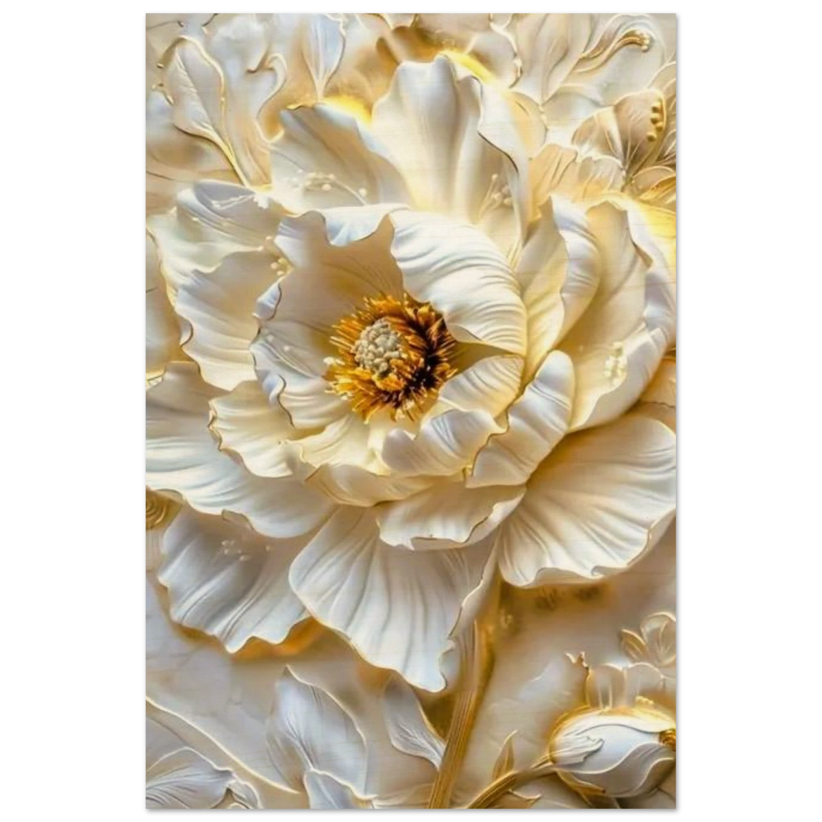 Golden Blossom – A Luxurious Floral Masterpiece | Floral Wall art Print - Wood Prints - 50x75 cm / 20x30″ - 