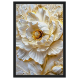 Golden Blossom – A Luxurious Floral Masterpiece | Floral Wall art Print - Framed Canvas - 50x75 cm / 20x30″ - Black frame