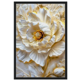 Golden Blossom – A Luxurious Floral Masterpiece | Floral Wall art Print - Framed Canvas - 60x90 cm / 24x36″ - Black frame