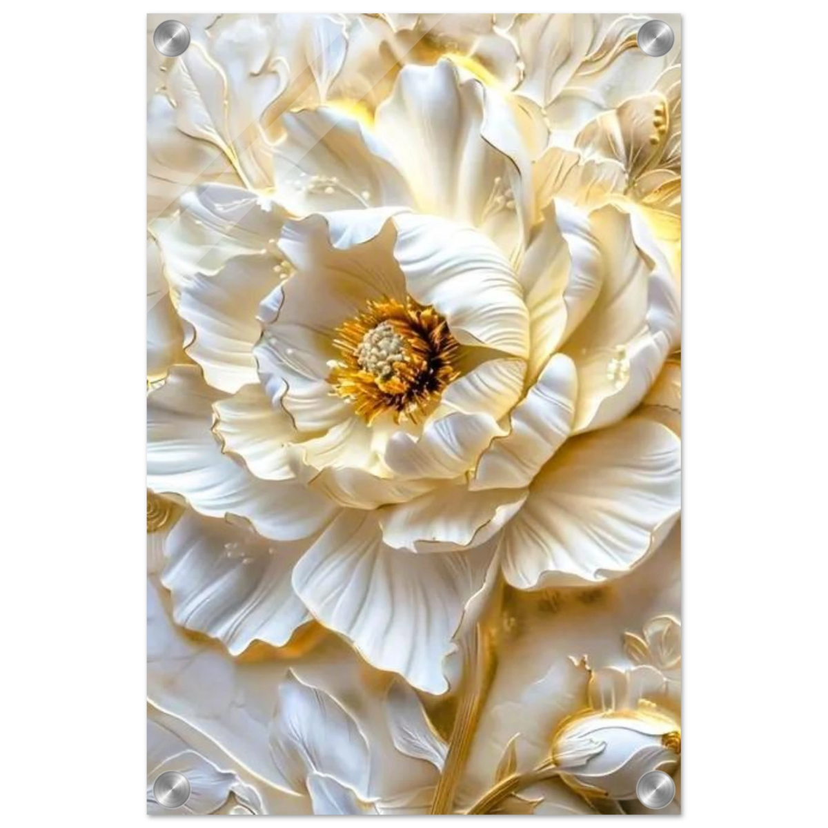 Golden Blossom – A Luxurious Floral Masterpiece | Floral Wall art Print - Acrylic Print - 30x45 cm / 12x18″ - 