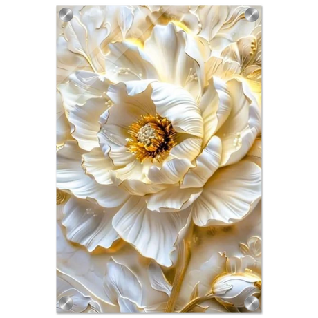 Golden Blossom – A Luxurious Floral Masterpiece | Floral Wall art Print - Acrylic Print - 30x45 cm / 12x18″ - 