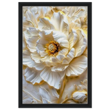 Golden Blossom – A Luxurious Floral Masterpiece | Floral Wall art Print - Framed Canvas - 40x60 cm / 16x24″ - Black frame