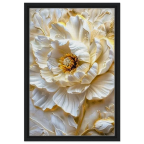 Golden Blossom – A Luxurious Floral Masterpiece | Floral Wall art Print - Framed Canvas - 40x60 cm / 16x24″ - Black frame