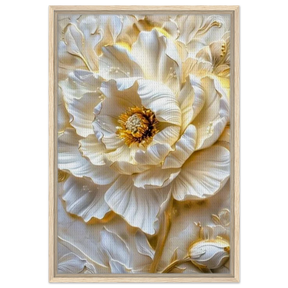 Golden Blossom – A Luxurious Floral Masterpiece | Floral Wall art Print - Framed Canvas - 50x75 cm / 20x30″ - Wood frame