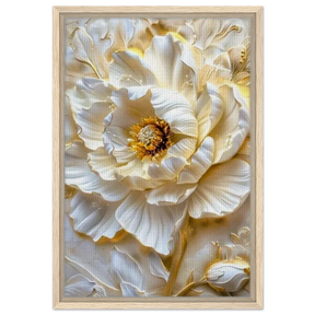 Golden Blossom – A Luxurious Floral Masterpiece | Floral Wall art Print - Framed Canvas - 40x60 cm / 16x24″ - Wood frame