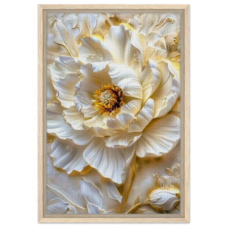 Golden Blossom – A Luxurious Floral Masterpiece | Floral Wall art Print - Framed Canvas - 40x60 cm / 16x24″ - Wood frame