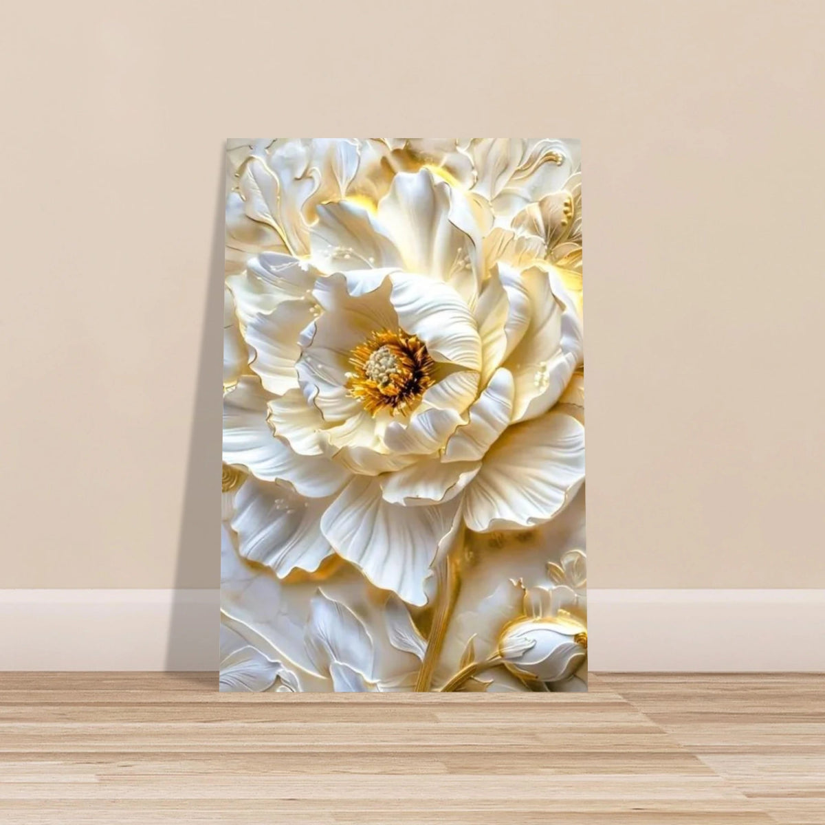 Golden Blossom – A Luxurious Floral Masterpiece | Floral Wall art Print - Aluminum Print - 30x45 cm / 12x18″ - 