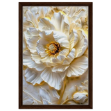 Golden Blossom – A Luxurious Floral Masterpiece | Floral Wall art Print - Framed Canvas - 40x60 cm / 16x24″ - Dark wood frame