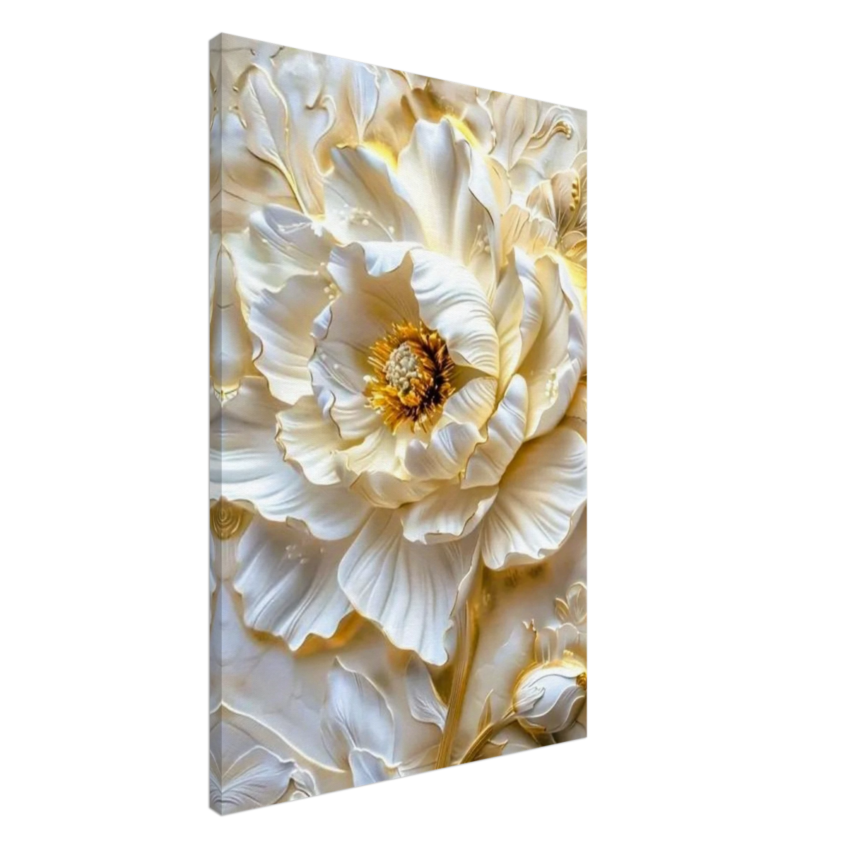 Golden Blossom – A Luxurious Floral Masterpiece | Floral Wall art Print - Canvas - 60x90 cm / 24x36″ - 