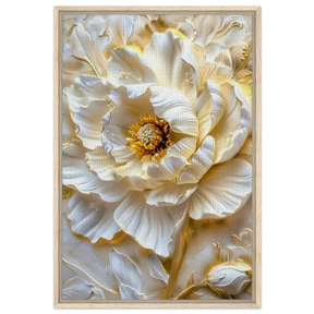 Golden Blossom – A Luxurious Floral Masterpiece | Floral Wall art Print - Framed Canvas - 60x90 cm / 24x36″ - Wood frame