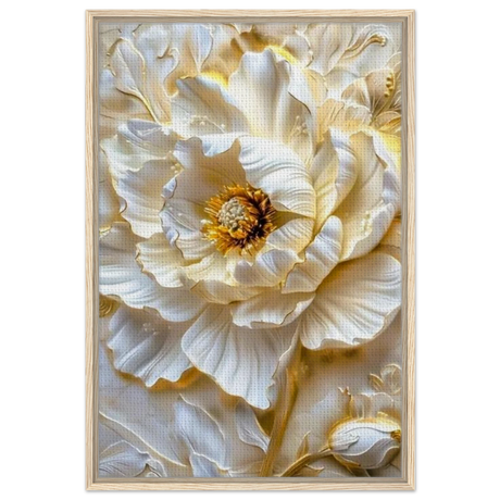 Golden Blossom – A Luxurious Floral Masterpiece | Floral Wall art Print - Framed Canvas - 60x90 cm / 24x36″ - Wood frame