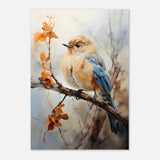 Golden Bluebird on Autumn Branch – Nature Wall Art Print - Aluminum Print - 70x100 cm / 28x40″ - 