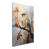 Golden Bluebird on Autumn Branch – Nature Wall Art Print - Canvas - 50x75 cm / 20x30″ - 