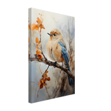 Golden Bluebird on Autumn Branch – Nature Wall Art Print - Canvas - 30x45 cm / 12x18″ - 