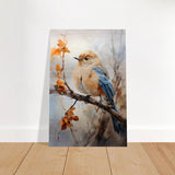 Golden Bluebird on Autumn Branch – Nature Wall Art Print - Brushed Aluminum Print - 60x90 cm / 24x36″ - 