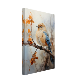 Golden Bluebird on Autumn Branch – Nature Wall Art Print - Canvas - 20x30 cm / 8x12″ - 