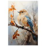 Golden Bluebird on Autumn Branch – Nature Wall Art Print - Fine Art Poster - 60x90 cm / 24x36″ - 