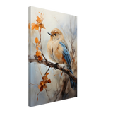 Golden Bluebird on Autumn Branch – Nature Wall Art Print - Canvas - 40x60 cm / 16x24″ - 
