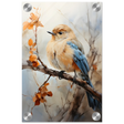 Golden Bluebird on Autumn Branch – Nature Wall Art Print - Acrylic Print - 20x30 cm / 8x12″ - 