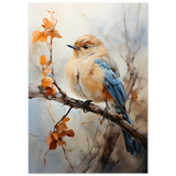 Golden Bluebird on Autumn Branch – Nature Wall Art Print - Fine Art Poster - 70x100 cm / 28x40″ - 