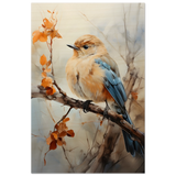 Golden Bluebird on Autumn Branch – Nature Wall Art Print - Wood Prints - 60x90 cm / 24x36″ - 