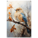 Golden Bluebird on Autumn Branch – Nature Wall Art Print - Acrylic Print - 60x90 cm / 24x36″ - 