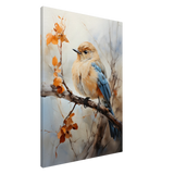 Golden Bluebird on Autumn Branch – Nature Wall Art Print - Canvas - 70x100 cm / 28x40″ - 