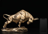 Golden Bull Sculpture – Modern Resin Statue of Strength & Power for Luxury Home and Office Décor - Bullish - 