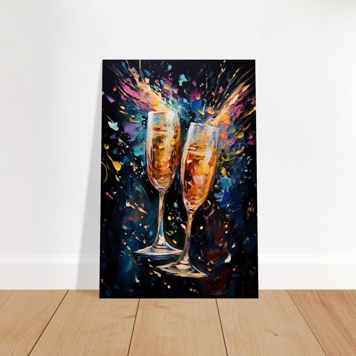 Golden Celebration: Champagne Dreams | Abstract wall art print - Brushed Aluminum Print - 30x45 cm / 12x18″ - 