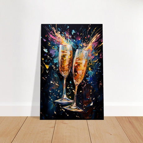 Golden Celebration: Champagne Dreams | Abstract wall art print - Brushed Aluminum Print - 30x45 cm / 12x18″ - 