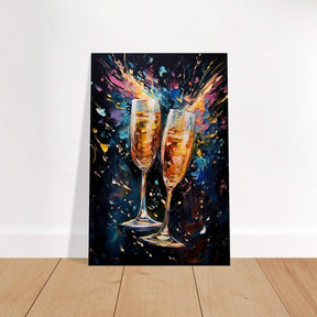 Golden Celebration: Champagne Dreams | Abstract wall art print - Brushed Aluminum Print - 40x60 cm / 16x24″ - 