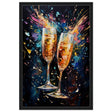 Golden Celebration: Champagne Dreams | Abstract wall art print - Framed Canvas - 60x90 cm / 24x36″ - Black frame