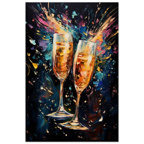 Golden Celebration: Champagne Dreams | Abstract wall art print - Wood Prints - 50x75 cm / 20x30″ - 