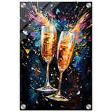 Golden Celebration: Champagne Dreams | Abstract wall art print - Acrylic Print - 30x45 cm / 12x18″ - 