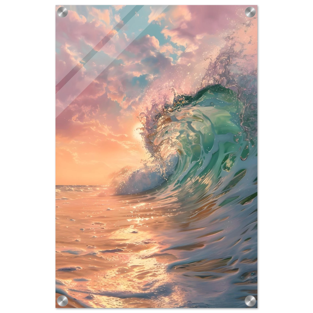 "Golden Curl" – Sunset Ocean Wave Wall Art Print - Acrylic Print - 40x60 cm / 16x24″ - 