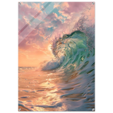 "Golden Curl" – Sunset Ocean Wave Wall Art Print - Acrylic Print - 70x100 cm / 28x40″ - 
