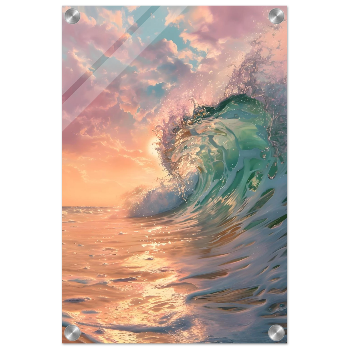 "Golden Curl" – Sunset Ocean Wave Wall Art Print - Acrylic Print - 30x45 cm / 12x18″ - 