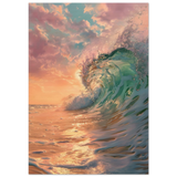 "Golden Curl" – Sunset Ocean Wave Wall Art Print - Wood Prints - 70x100 cm / 28x40″ - 