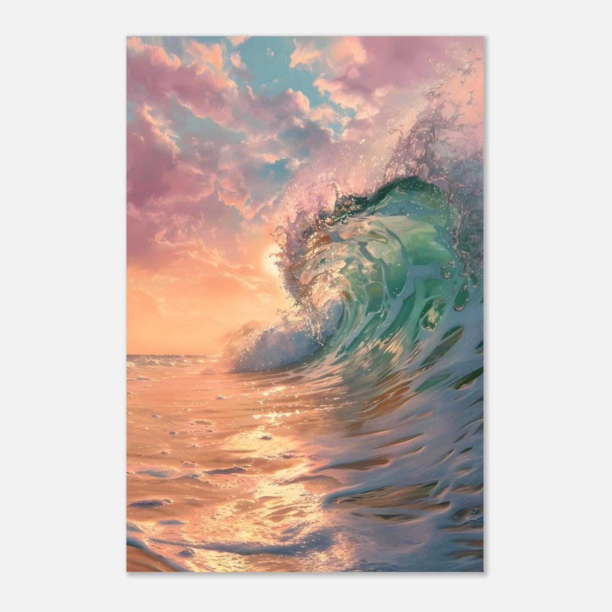 "Golden Curl" – Sunset Ocean Wave Wall Art Print - Aluminum Print - 30x45 cm / 12x18″ - 