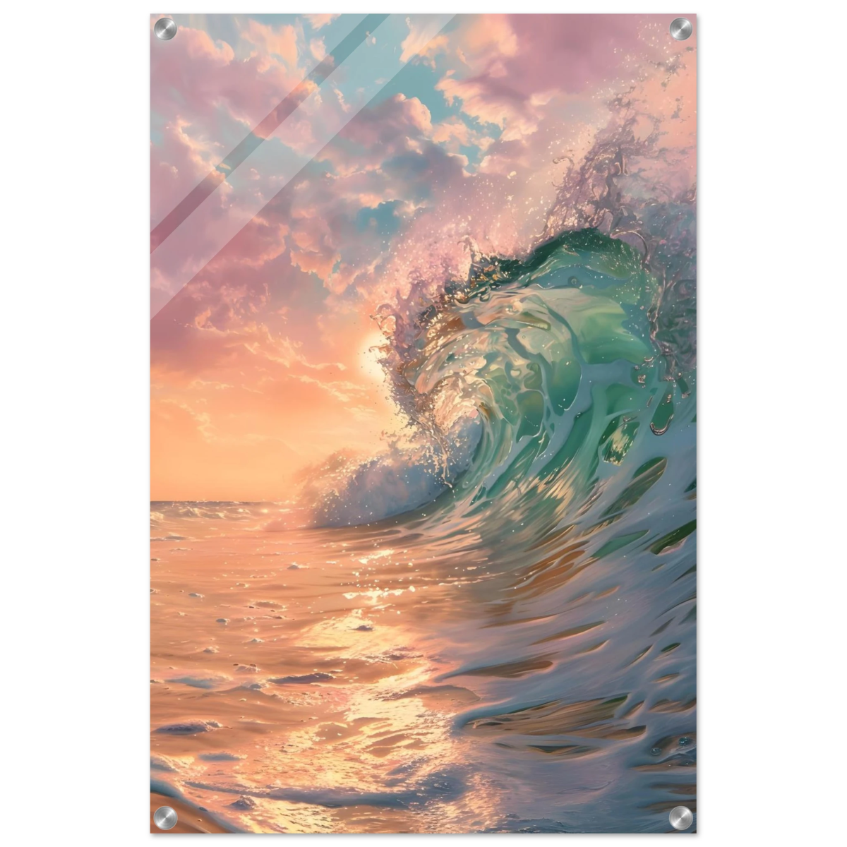 "Golden Curl" – Sunset Ocean Wave Wall Art Print - Acrylic Print - 50x75 cm / 20x30″ - 