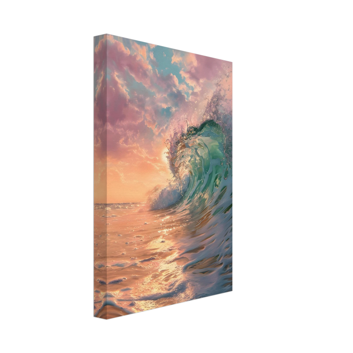 "Golden Curl" – Sunset Ocean Wave Wall Art Print - Canvas - 20x30 cm / 8x12″ - 