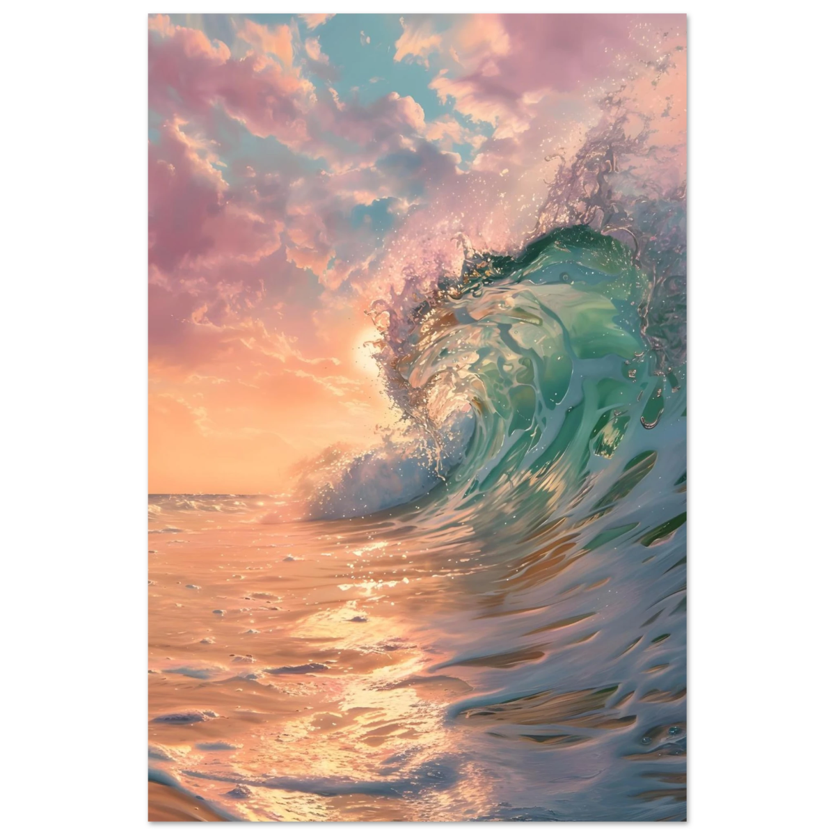 "Golden Curl" – Sunset Ocean Wave Wall Art Print - Fine Art Poster - 40x60 cm / 16x24″ - 