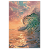 "Golden Curl" – Sunset Ocean Wave Wall Art Print - Wood Prints - 30x45 cm / 12x18″ - 
